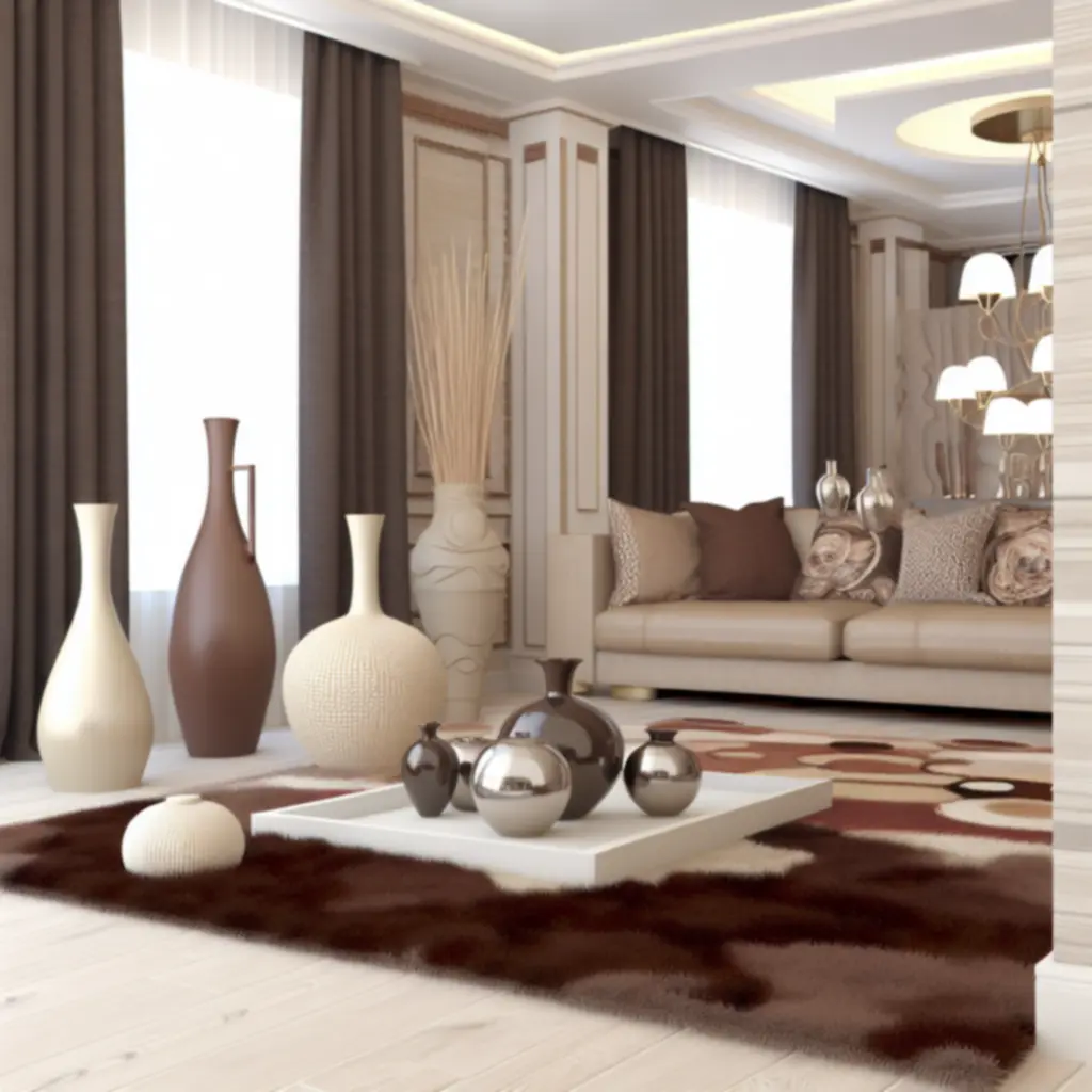 Elegancki nowoczesny salon z dekoracyjnymi akcentami z kolekcji Interyvaxo