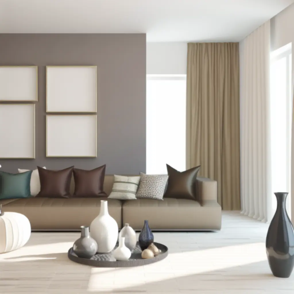 Nowoczesny salon z eleganckimi dekoracjami i dodatkami od Interyvaxo