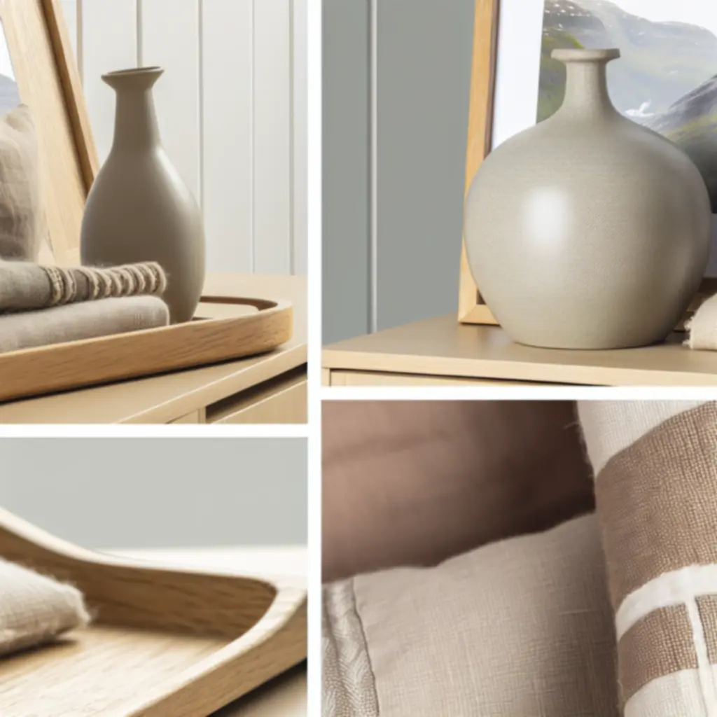 Detal skandynawskich akcentów dekoracyjnych z naturalnych materiałów